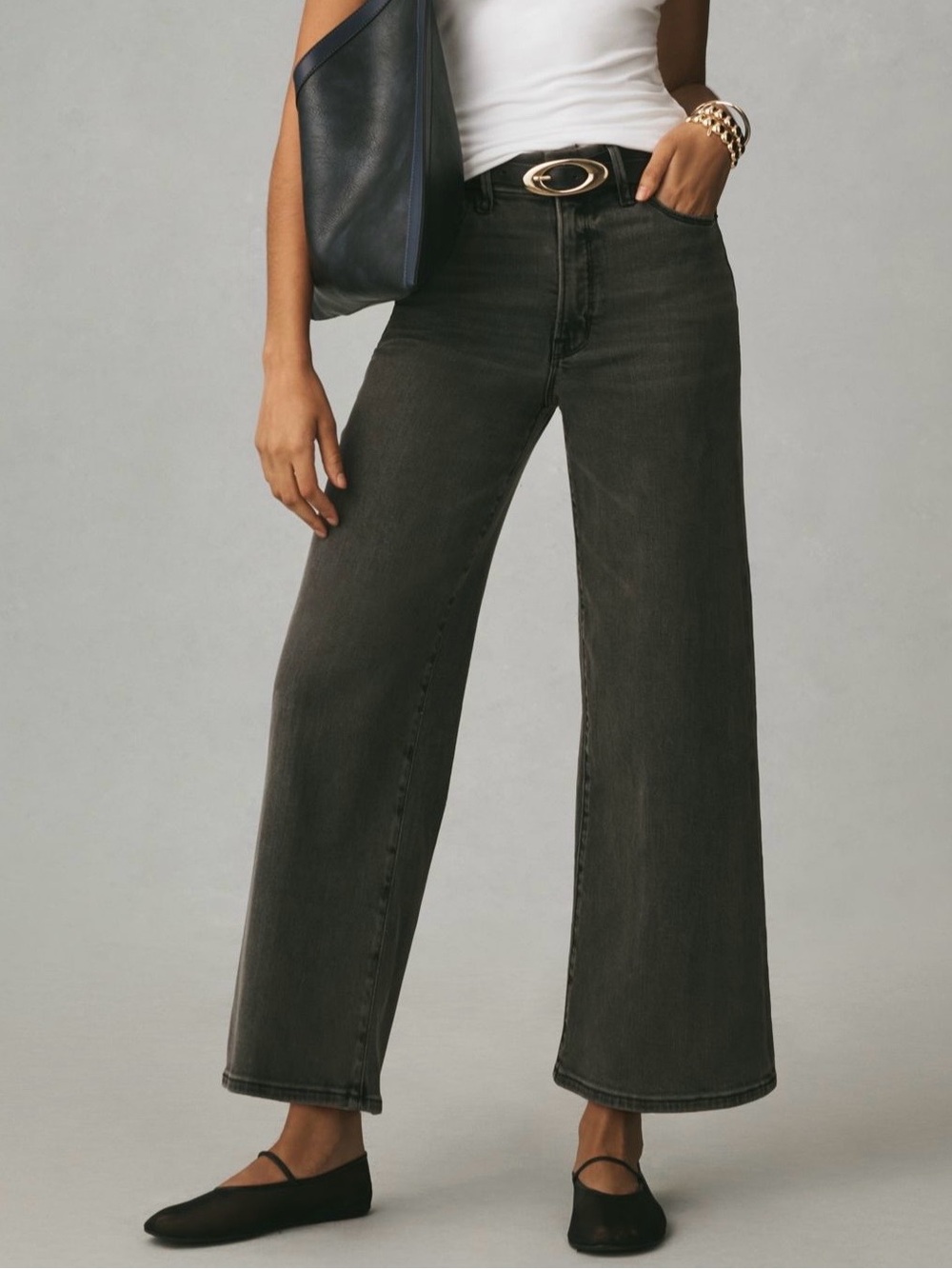 Good American Washed Black Wide-Leg Jeans